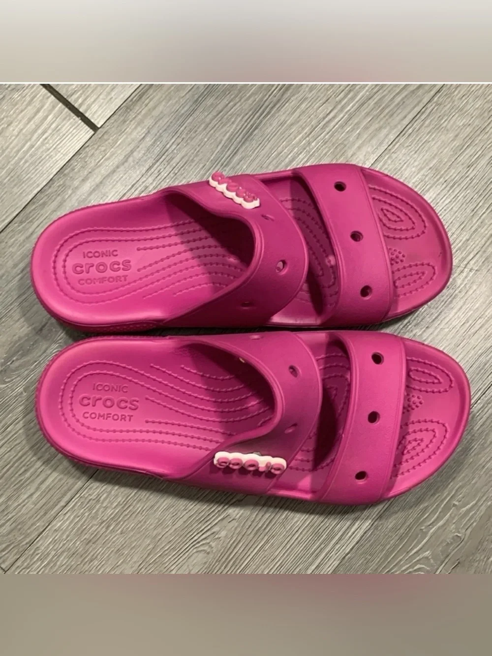 Crocs Sandals‎ Classic Unisex Adult Two Strap Pink Lightweight Slip-On size 9